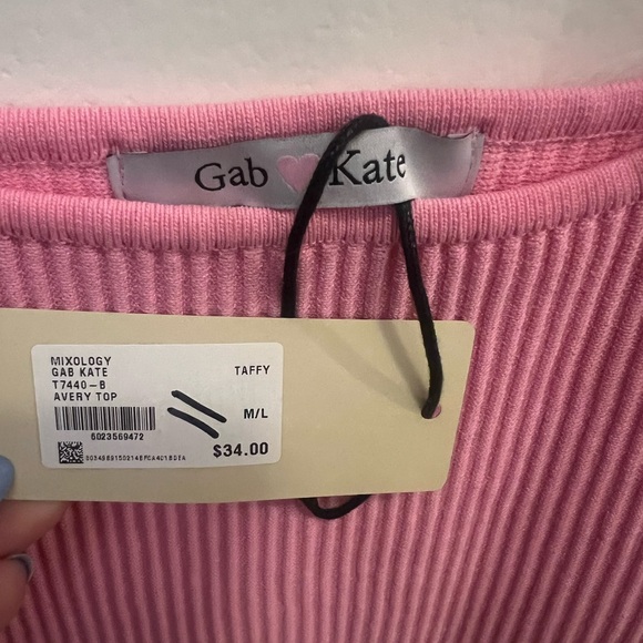 Pink Ribbed Women's Top - Picture 3 of 3